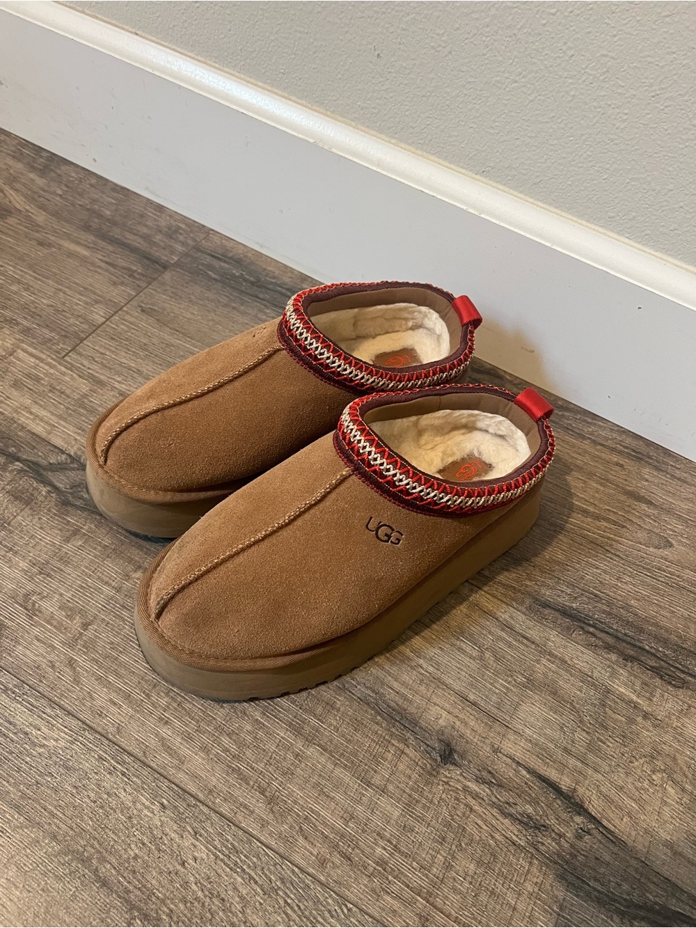 UGG Tasman II Clog Mules with Red Trim